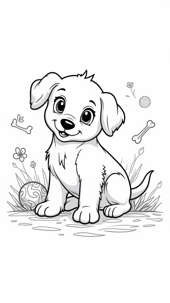 coloring page of a puppy